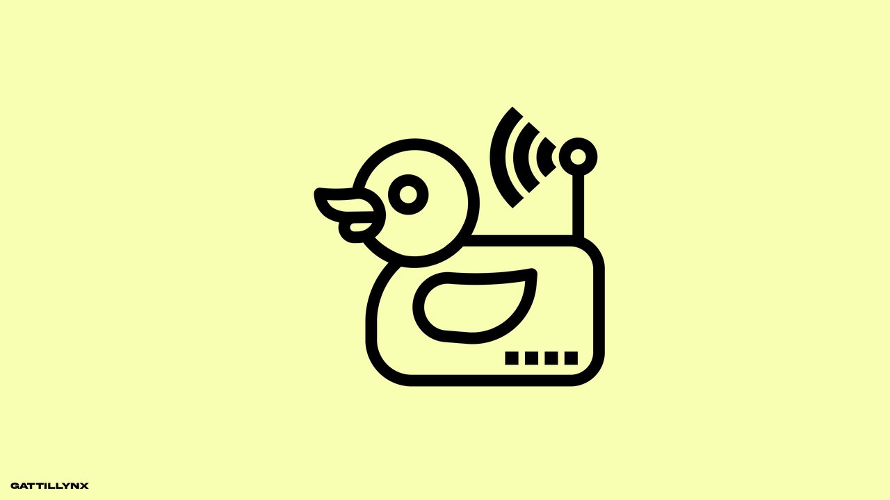 Ducklan logo: a rubber duck drawn as a router, with an antenna and signal waves